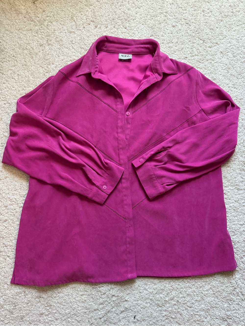 NIKKi Magenta Button-Down Women's Blouse